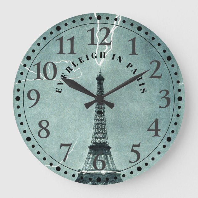 Personalized Paris Eiffel Tower Large Clock (Front)