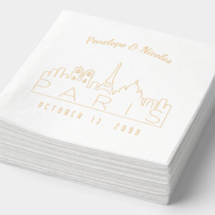 Personalized Paris Napkins Gold Foil