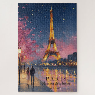Personalized Paris Night | Custom Quote  Jigsaw Puzzle