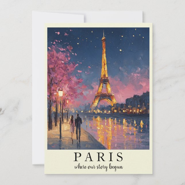 Personalized Paris Night Flat Card | Custom Quote  (Front)