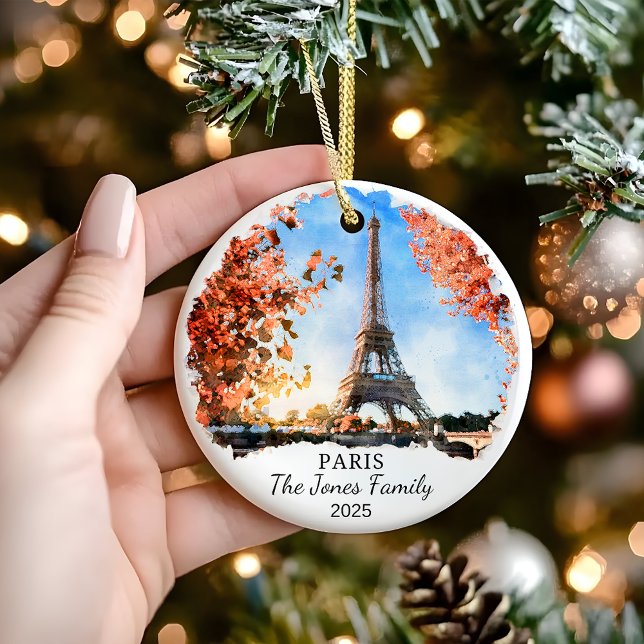 Personalized Paris Ornament, France Gift Ceramic Ornament (Creator Uploaded)