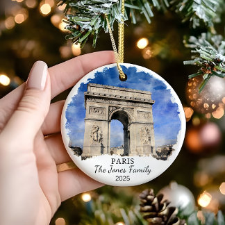 Personalized Paris Ornament, France Gift Ceramic Ornament