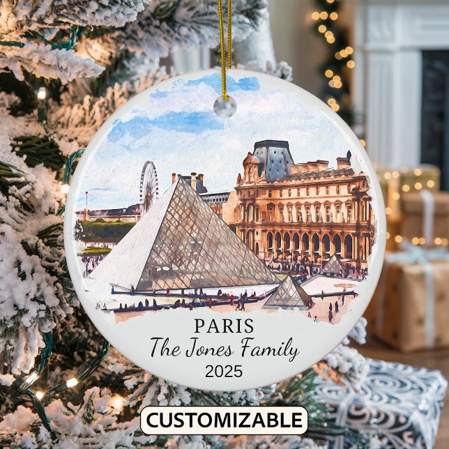 Personalized Paris Ornament, France, Louvre Ceramic Ornament (Creator Uploaded)