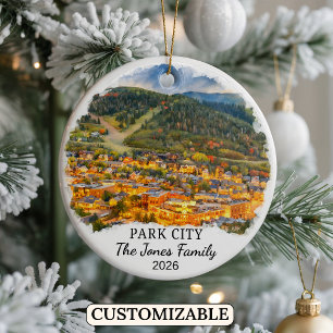 Personalized Park City Ornament, Custom Utah Ceramic Ornament