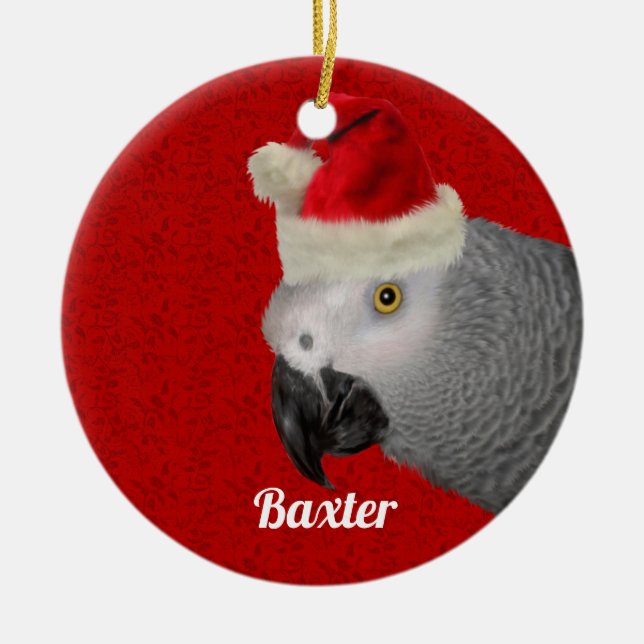 Personalized Parrot Christmas Ceramic Ornament (Front)