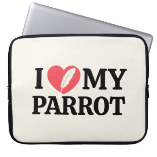 Personalized Parrot Love Minimal Typography White Laptop Sleeve