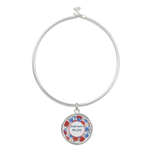 Personalized Party 4th July Floral Bangle Bracelet