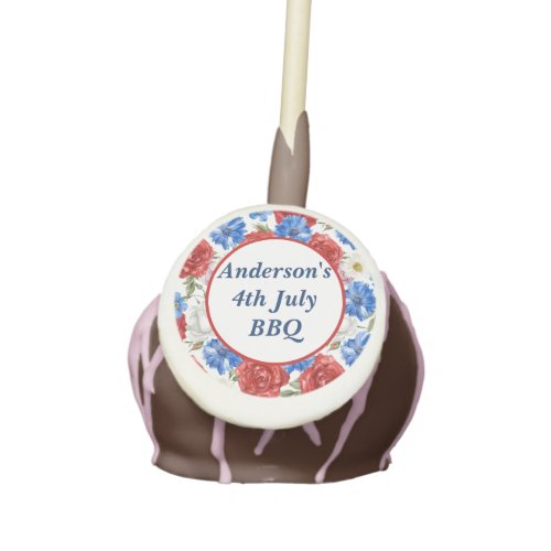 Personalized Party 4th July Floral Cake Pops