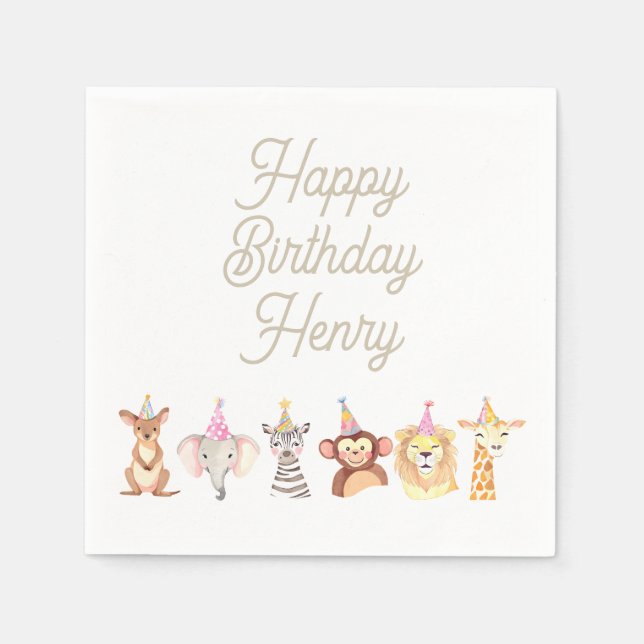 Personalized Party Animal Birthday Napkins (Front)