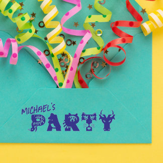 Personalized Party Animal Invitation Rubber Stamp