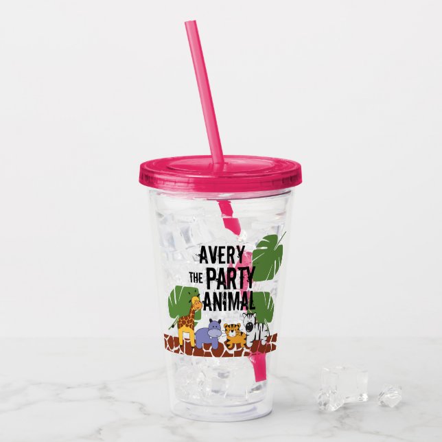 Personalized Party animal Safari Giveaway Acrylic Tumbler (Front Ice)