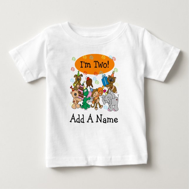 Personalized Party Animals 2nd Birthday Tshirt (Front)