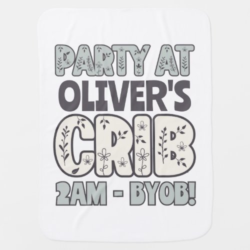 Personalized Party At My Crib Soft  Muted Colors Baby Blanket