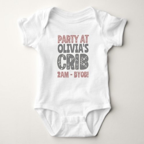 Personalized Party At My Crib Soft  Muted Colors Baby Bodysuit