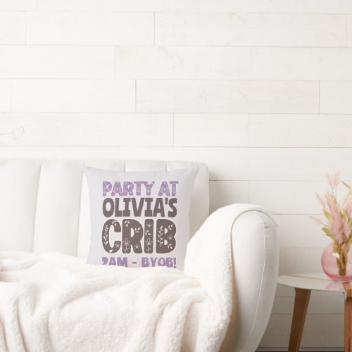 Personalized Party At My Crib Soft  Muted Colors Throw Pillow