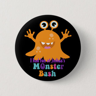 Personalized Party Badge - Orange Monster Button