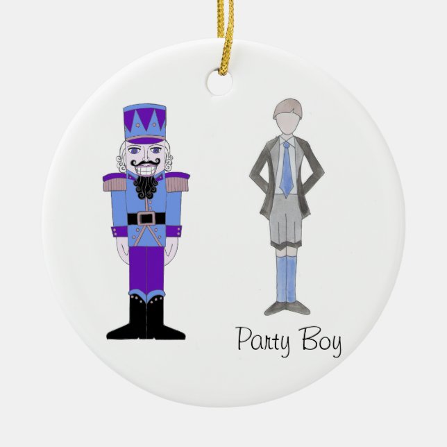 Personalized Party Boy Nutcracker  Ceramic Ornament (Front)