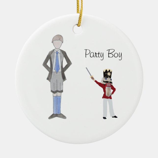 Personalized Party Boy Nutcracker  Ceramic Ornament (Front)