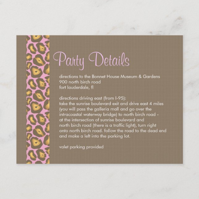 Personalized Party Details Insert Card (Front)