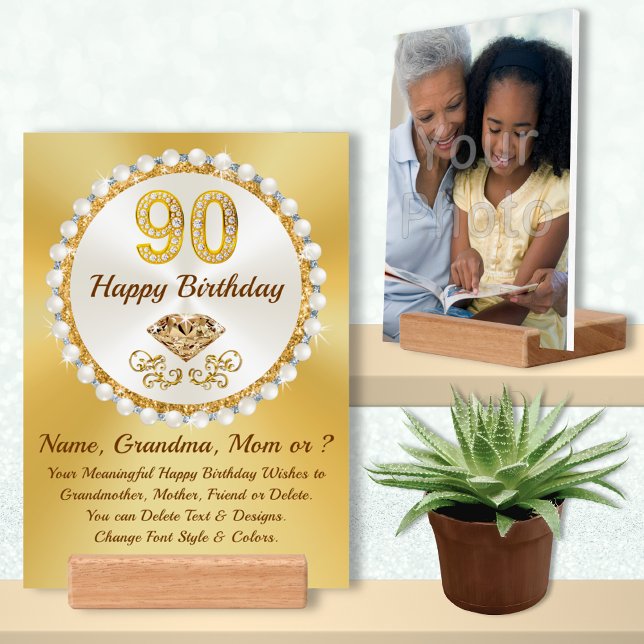 Personalized Party Favors for 90th Birthday,  Holder (Happy 90th birthday wishes. 90th birthday present with photo. 90th birthday gifts)