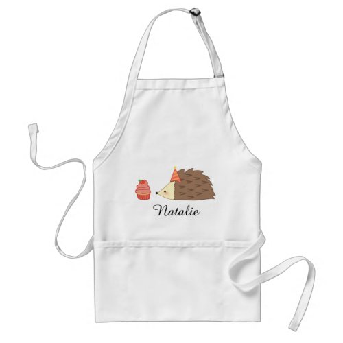 Personalized Party Hedgehog and Cupcake Adult Apron