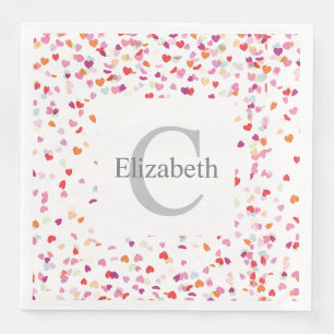 Personalized Party Napkins - Hearts Monogrammed