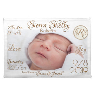 Personalized Party Photo Baby, Wedding, Graduation Cloth Placemat