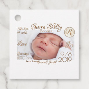Personalized Party Photo Baby, Wedding, Graduation Favor Tags