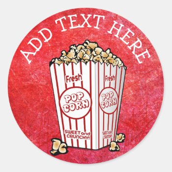 Personalized Party Popcorn Stickers by Everything_Grandma at Zazzle