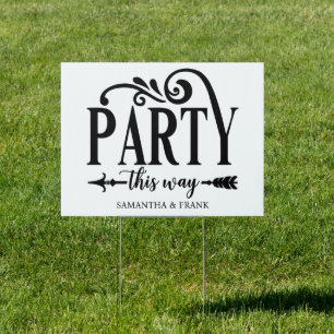 Personalized Party This Way Wedding Sign