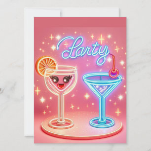 Personalized Party Time Neon Invitation