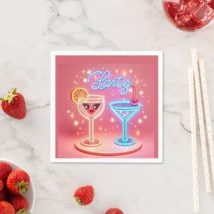 Personalized Party Time Neon Invitation Napkins