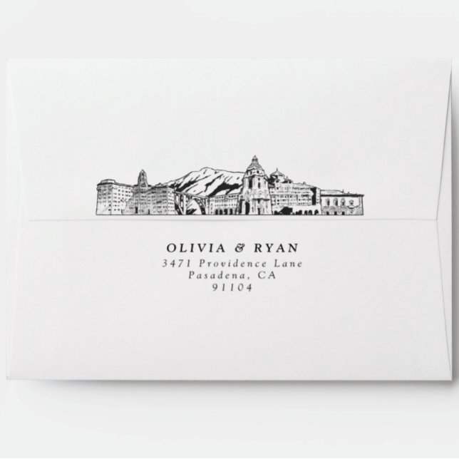 Personalized Pasadena Skyline Sketch Envelope (Personalized Pasadena Skyline Sketch Envelope)