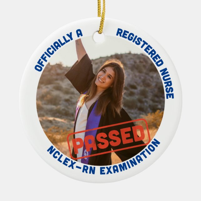 personalized passed nclex-rn officially a nurse ceramic ornament (Front)