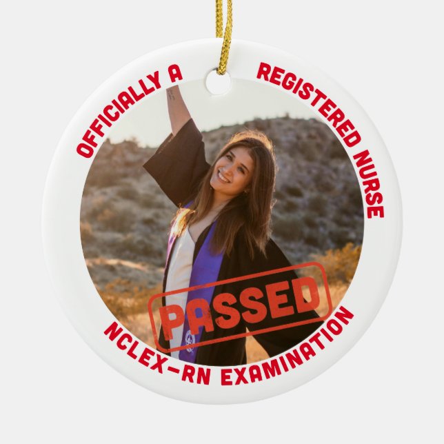 personalized passed nclex-rn officially a nurse ceramic ornament (Front)