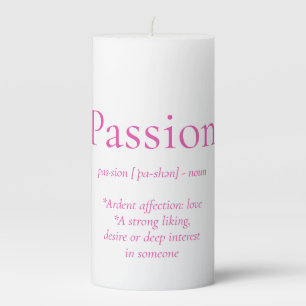 Personalized "Passion" Cute Pink Love Typography Pillar Candle