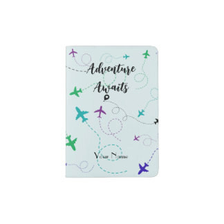 Personalized Passport Holder Airplane Adventure