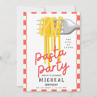 Personalized Pasta Adult Birthday Invitation