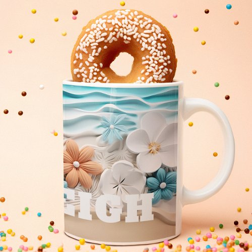 Personalized Pastel 3D look Beach Flower Coffee Mug