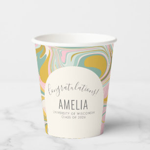 Personalized Pastel Abstract Graduation Party  Paper Cups