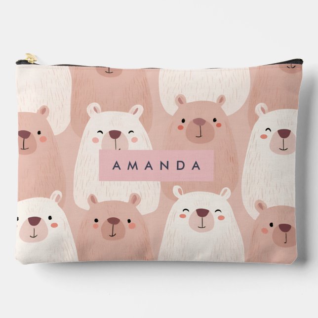 Personalized Pastel Adorable Capybara Accessory Pouch (Front)