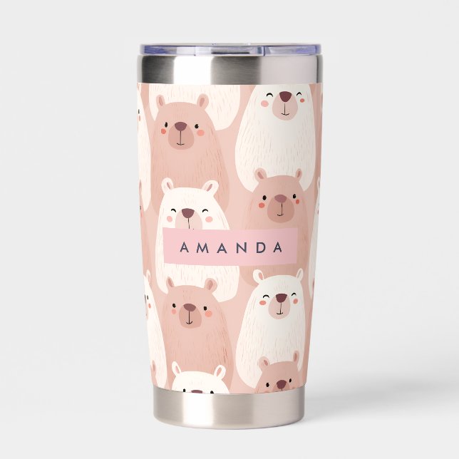 Personalized Pastel Adorable Capybara Insulated Tumbler (Front)