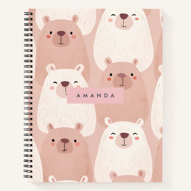 Personalized Pastel Adorable Capybara Notebook (Front)