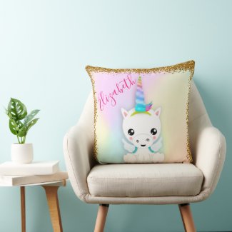 Personalized Pastel and Gold Glitter Unicorn