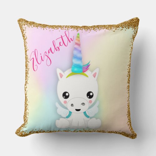 Personalized Pastel and Gold Glitter Unicorn