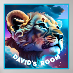 Personalized Pastel Baby Lion Wall Art