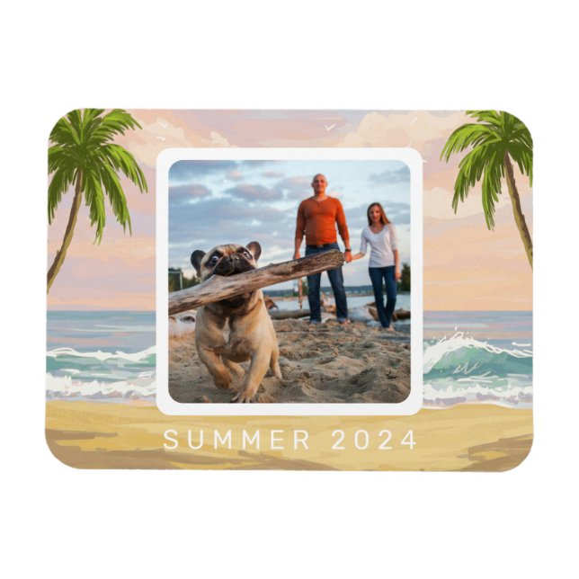 Personalized Pastel Beach Watercolor Magnet (Horizontal)
