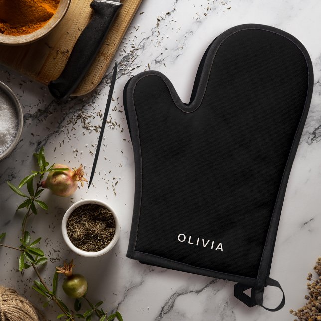 Personalized Pastel Black  Oven Mitt & Pot Holder Set (Creator Uploaded)