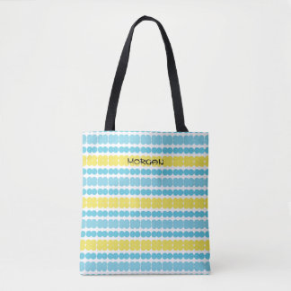 Personalized Pastel Blue and Yellow Stripes Tote Bag
