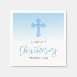 Personalized Pastel Blue Boy Cross CHRISTENING Napkins